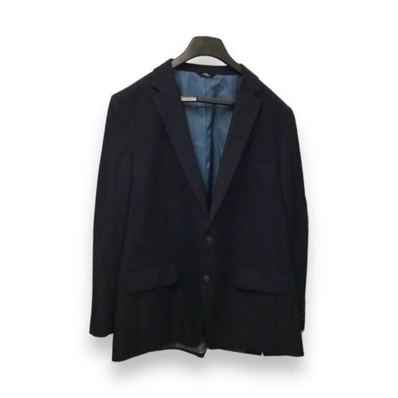 Haggar Active Series Mens 2 Button Tailor Fit Solid Blazer, Navy, size 46R - Picture 5 of 9